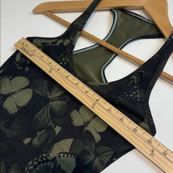 Lululemon Cool Racerback Biggie So Fly Butterfly Fatigue Green Black Size 2 - Picture 5 of 7